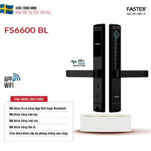 Khóa vân tay cửa nhôm FS6600 BL Khóa cửa thông minh Faster Khóa cửa vân tay Faster Khóa cửa thông minh thẻ từ Khóa cửa thông minh khuôn mặt Face ID Khóa cửa thông minh cửa gỗ Khóa cửa thông minh cửa nhôm Khóa cửa thông minh cửa sắt