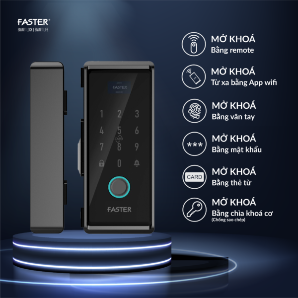 Khoá vân tay cửa kính FSG01 BL