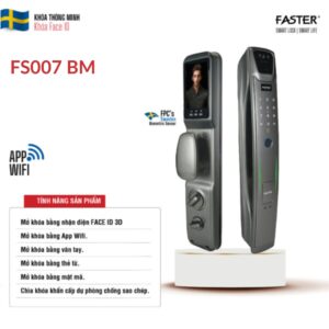 Khóa cửa nhận diện khuôn mặt FS007 BM Khóa cửa thông minh Faster Khóa cửa vân tay Faster Khóa cửa thông minh thẻ từ Khóa cửa thông minh khuôn mặt Face ID Khóa cửa thông minh cửa gỗ