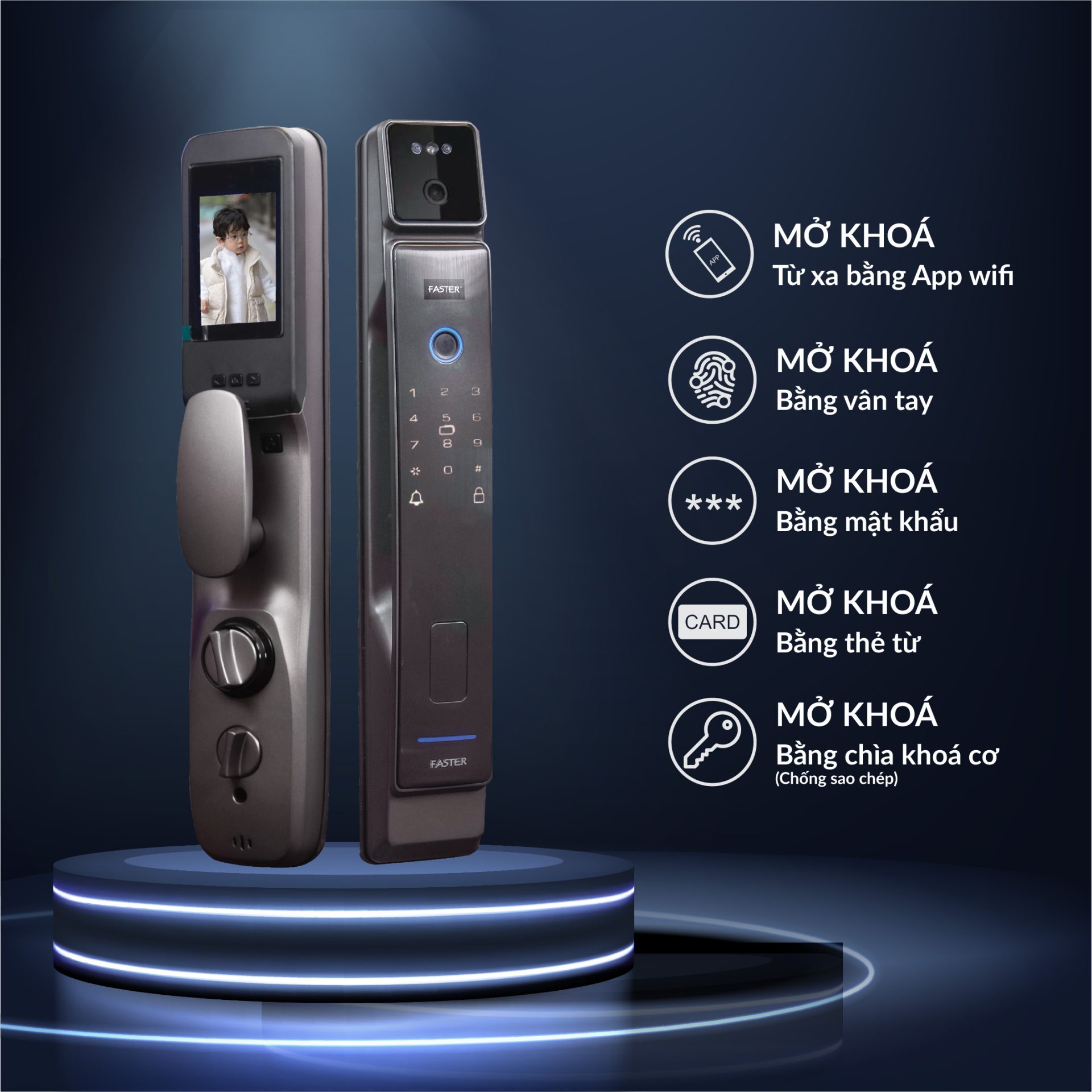 Khóa cửa nhận diện khuôn mặt FS008FD3D-SV Face ID