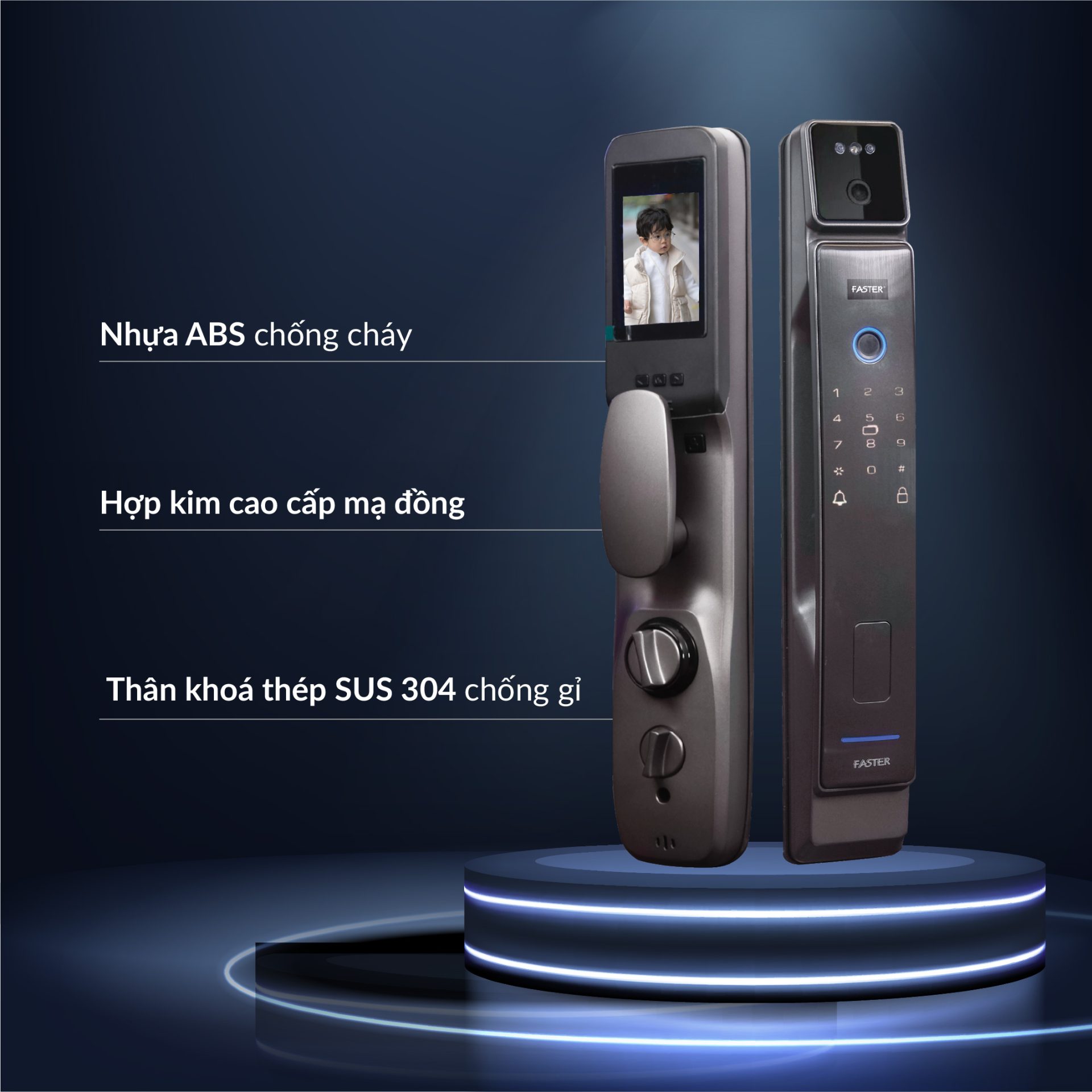 Khóa cửa nhận diện khuôn mặt FS008FD3D-SV Face ID