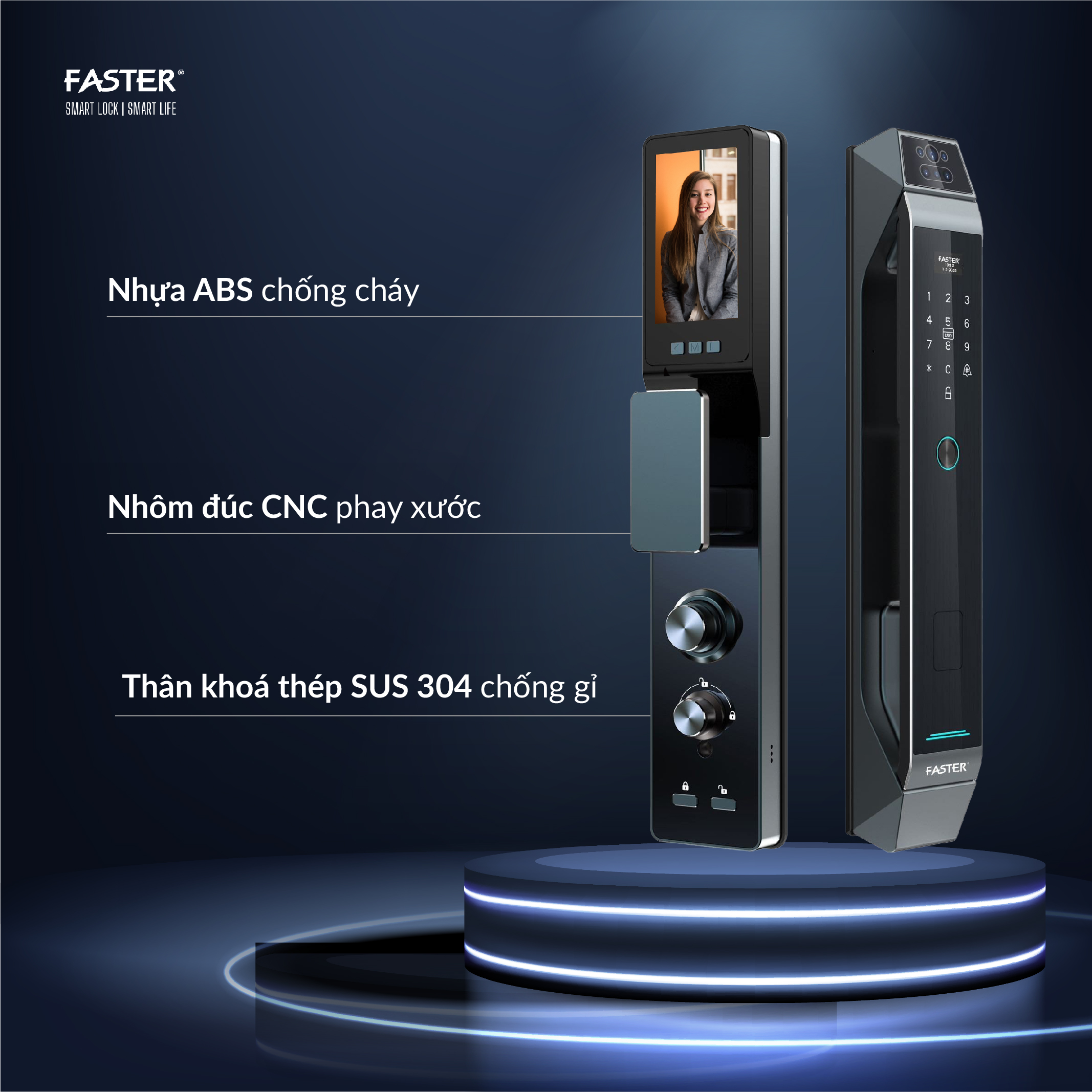 Khóa cửa nhận diện khuôn mặt FS868 CNC Face ID Khóa cửa thông minh Faster Khóa cửa vân tay Faster Khóa cửa thông minh thẻ từ Khóa cửa thông minh khuôn mặt Face ID Khóa cửa thông minh cửa gỗ Khóa cửa thông minh cửa nhôm Khóa cửa thông minh cửa sắt