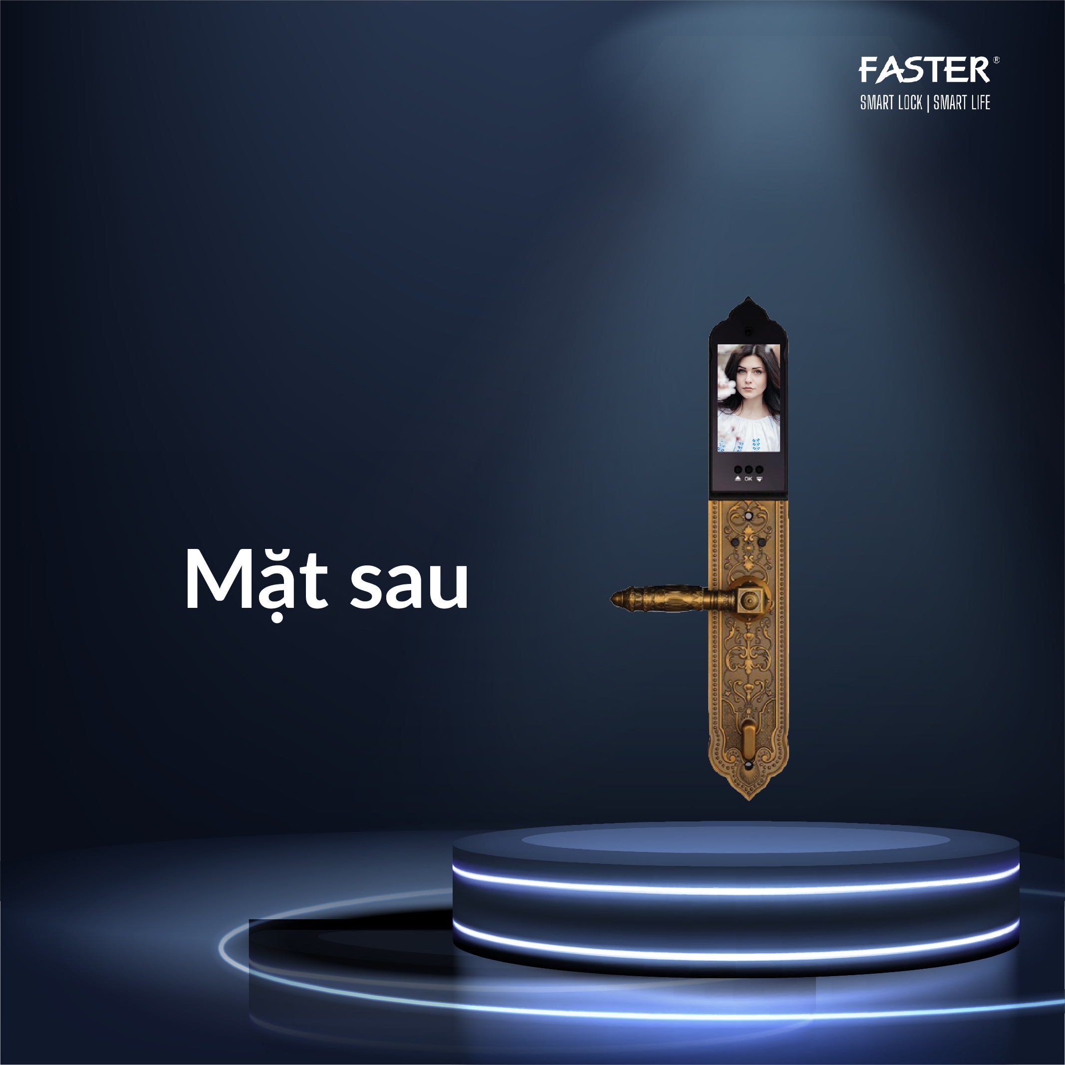 Khóa cửa đại sảnh FS009 GB BRASS Khóa cửa thông minh Faster Khóa cửa vân tay Faster Khóa cửa thông minh thẻ từ Khóa cửa thông minh khuôn mặt Face ID Khóa cửa thông minh cửa gỗ Khóa cửa thông minh cửa nhôm Khóa cửa thông minh cửa sắt