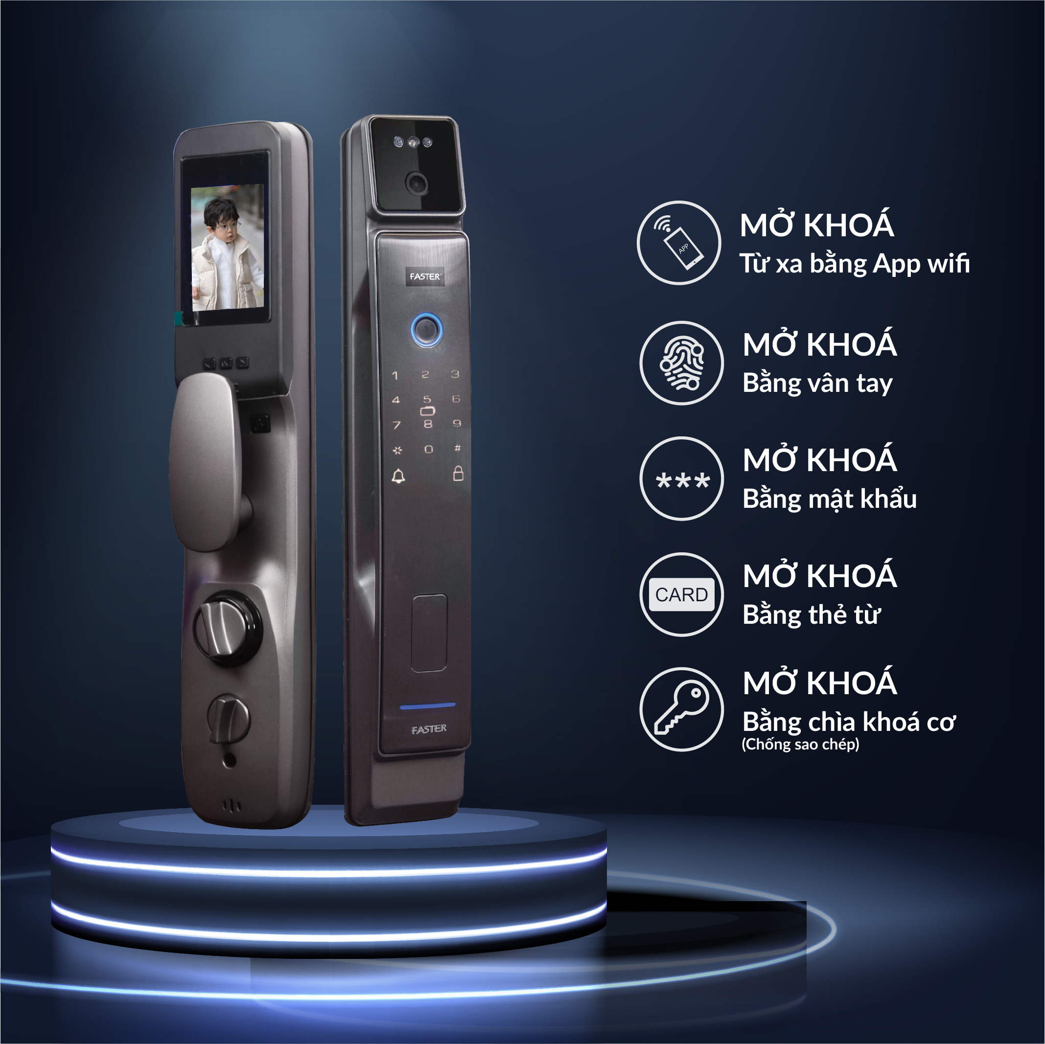 khóa cửa Face ID camera khuôn mặt
