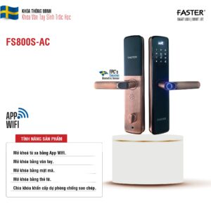 Khóa vân tay FS800S AC Khóa cửa thông minh Faster Khóa cửa vân tay Faster Khóa cửa thông minh thẻ từ Khóa cửa thông minh khuôn mặt Face ID Khóa cửa thông minh cửa gỗ Khóa cửa thông minh cửa nhôm Khóa cửa thông minh cửa sắt