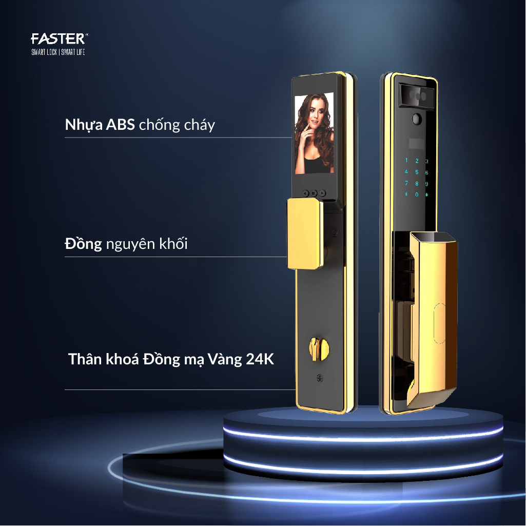 Khóa cửa nhận diện khuôn mặt FS029-24K Face ID Khóa cửa thông minh Faster Khóa cửa vân tay Faster Khóa cửa thông minh thẻ từ Khóa cửa thông minh khuôn mặt Face ID Khóa cửa thông minh cửa gỗ Khóa cửa thông minh cửa nhôm Khóa cửa thông minh cửa sắt