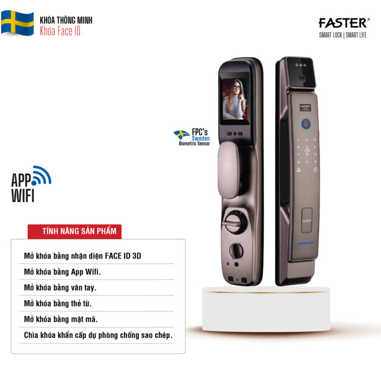 Khóa cửa nhận diện khuôn mặt FS008FD3D-BS Face ID