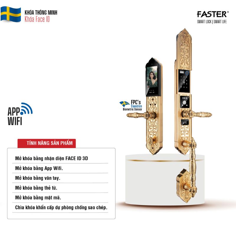 Khóa cửa đại sảnh FS009 24K BRASS