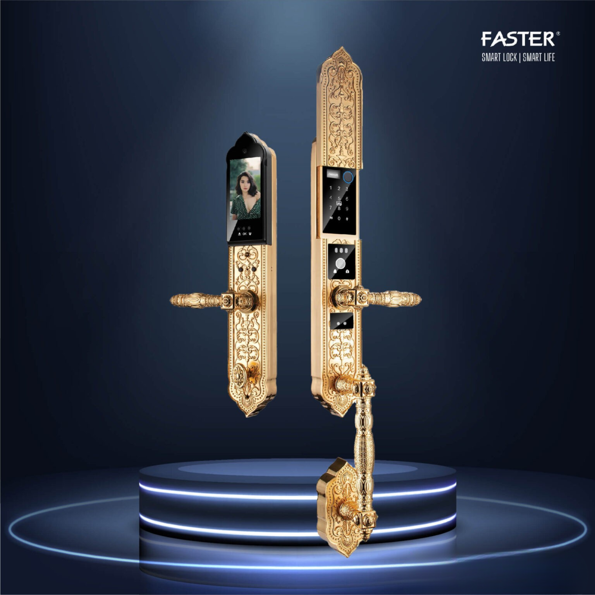 Khóa cửa đại sảnh FS009 24K BRASS