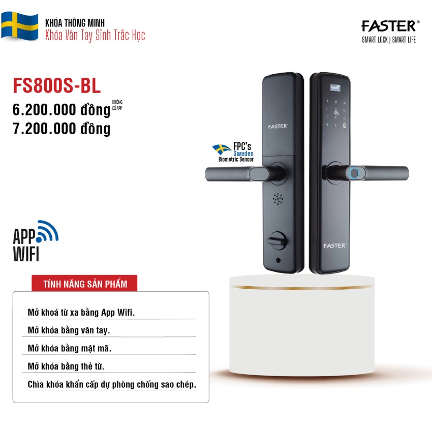 Khóa cổng điện tử vân tay FS800S BL
