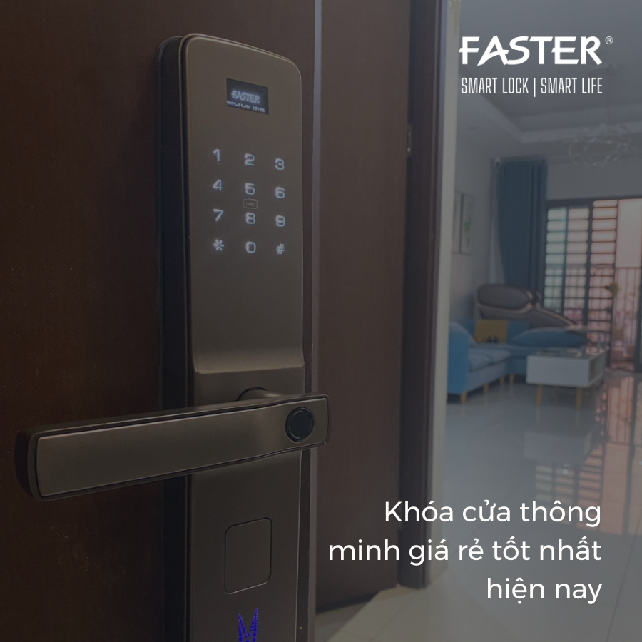 Khóa cửa thông minh giá rẻ tốt nhất hiện nay Khóa cửa thông minh Faster Khóa cửa vân tay Faster Khóa cửa thông minh thẻ từ Khóa cửa thông minh khuôn mặt Face ID Khóa cửa thông minh cửa gỗ Khóa cửa thông minh cửa nhôm Khóa cửa thông minh cửa sắt