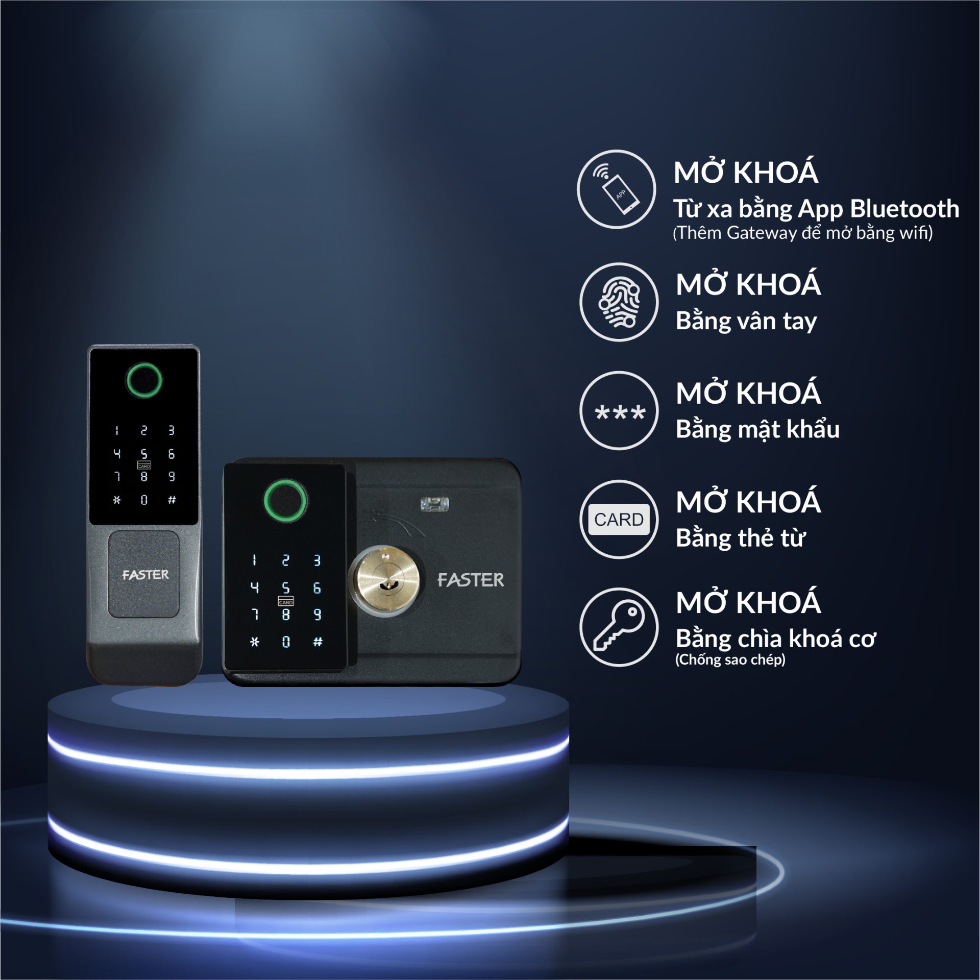 Khóa vân tay cửa cổng FS M01 Khóa cửa thông minh Faster Khóa cửa vân tay Faster Khóa cửa thông minh thẻ từ Khóa cửa thông minh khuôn mặt Face ID Khóa cửa thông minh cửa cổng