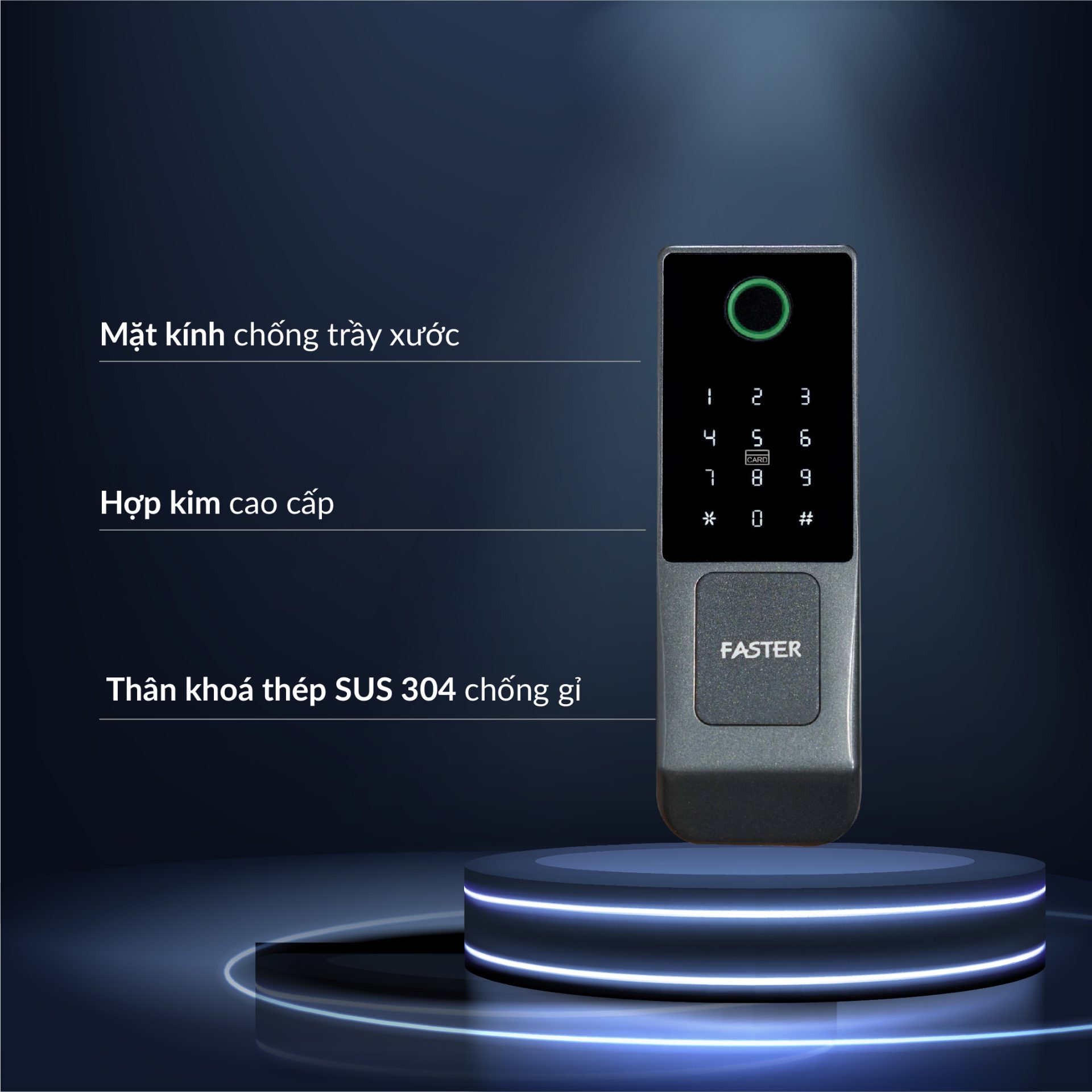 Khóa vân tay cửa cổng FS M01 Khóa cửa thông minh Faster Khóa cửa vân tay Faster Khóa cửa thông minh thẻ từ Khóa cửa thông minh khuôn mặt Face ID Khóa cửa thông minh cửa cổng