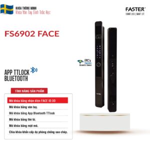 Khóa vân tay cửa nhôm FS6902 Khóa cửa thông minh Faster Khóa cửa vân tay Faster Khóa cửa thông minh thẻ từ Khóa cửa thông minh khuôn mặt Face ID Khóa cửa thông minh cửa nhôm