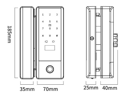 Bản vẽ Khóa thông minh cửa kính FSG02 GRAY