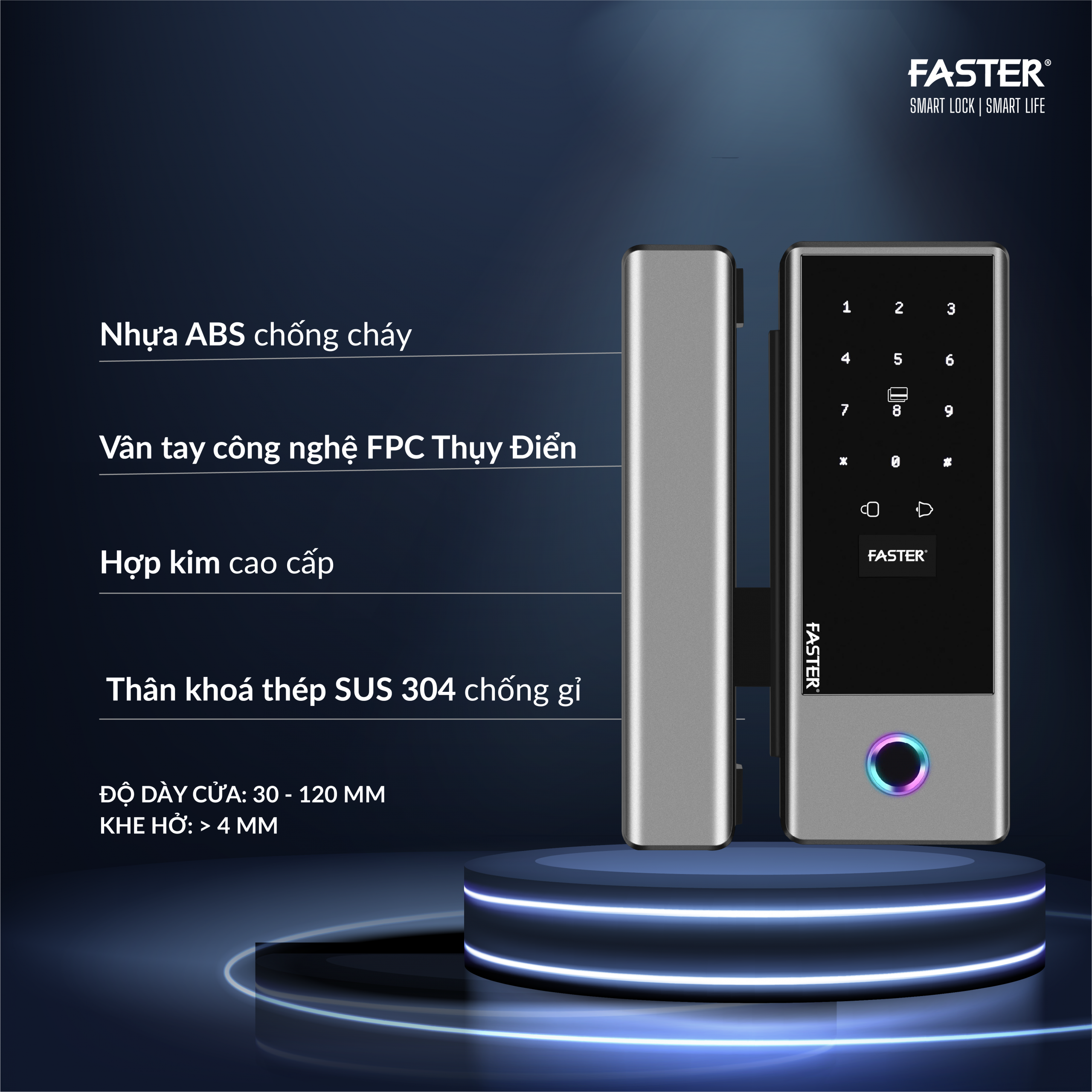 Khóa Thông Minh Cửa Kính FSG02 GRAY