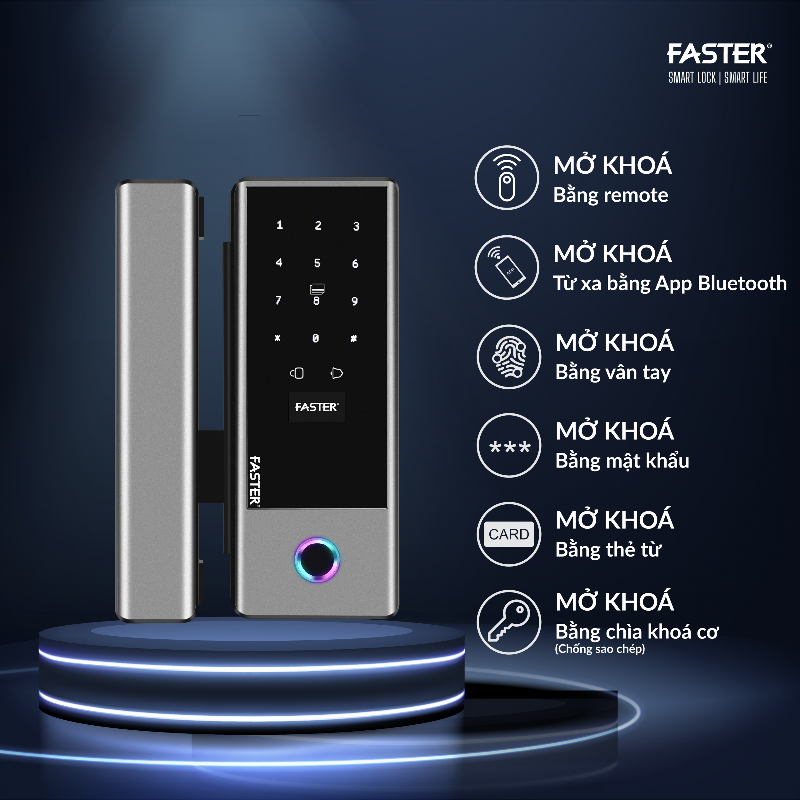 Khóa Thông Minh Cửa Kính FSG02 GRAY