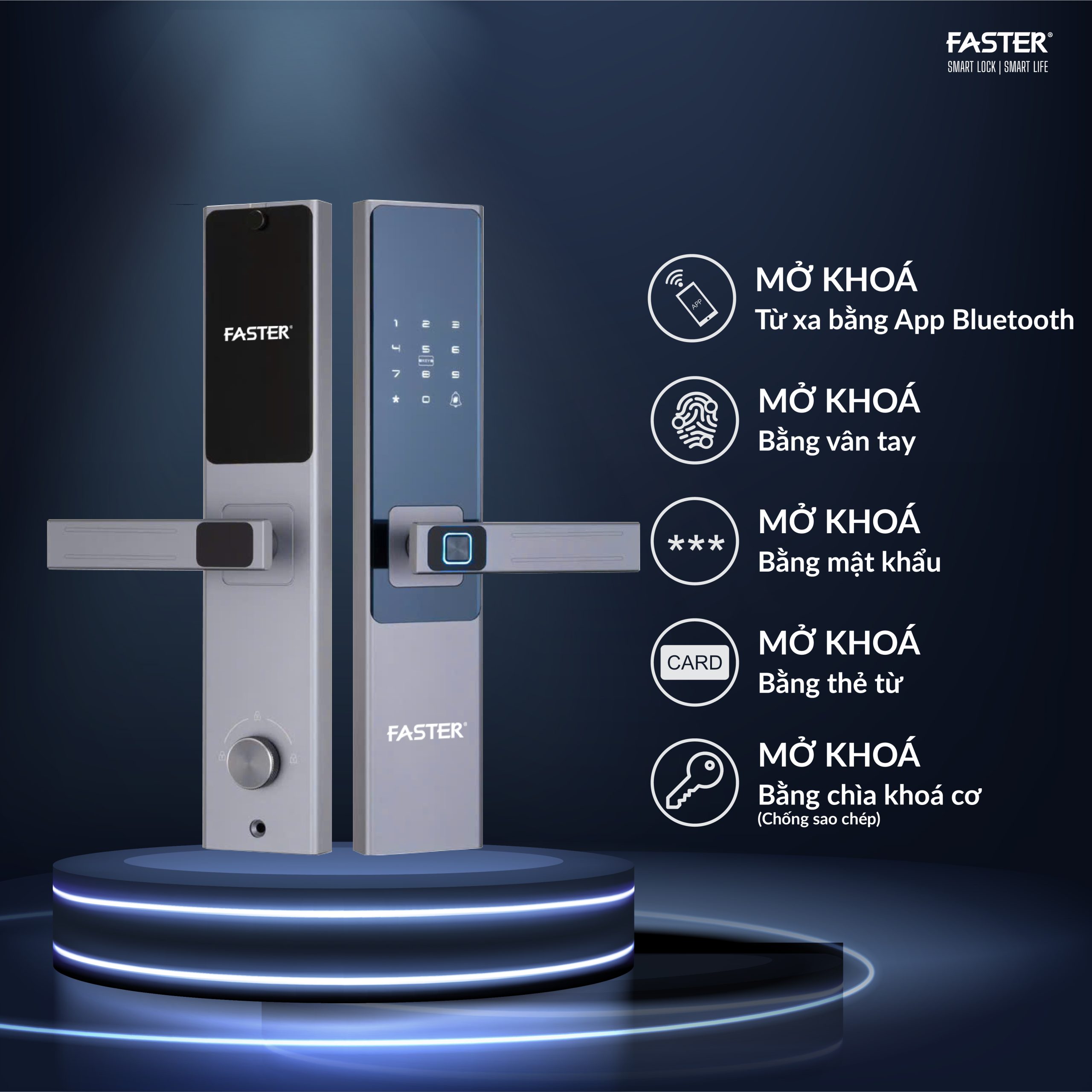Ảnh các cách mở khóa cửa vân tay FS 700 SV PRO